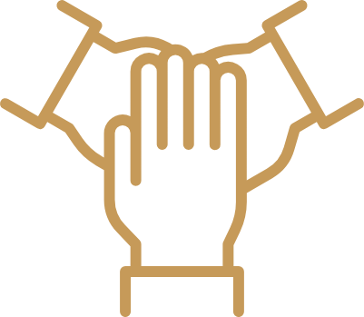 Two tan hands clasped together in a handshake icon